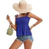 imageLYANER Womens Tie Shoulder Frill Shirred Ruffle Hem Sleeveless Strappy Cami Blouse Peplum TopRoyal Blue