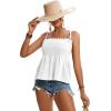 imageLYANER Womens Tie Shoulder Frill Shirred Ruffle Hem Sleeveless Strappy Cami Blouse Peplum TopWhite