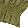 imageLYANER Womens V Neck Ruffle Cap Sleeve Shirred Blouse Sexy Crop Tank TopArmy Green