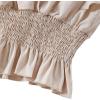 imageLYANER Womens V Neck Ruffle Cap Sleeve Shirred Blouse Sexy Crop Tank TopBeige