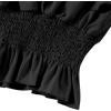imageLYANER Womens V Neck Ruffle Cap Sleeve Shirred Blouse Sexy Crop Tank TopBlack Solid