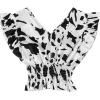 imageLYANER Womens V Neck Ruffle Cap Sleeve Shirred Blouse Sexy Crop Tank TopCow Print