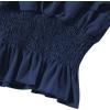 imageLYANER Womens V Neck Ruffle Cap Sleeve Shirred Blouse Sexy Crop Tank TopDeep Blue