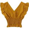 imageLYANER Womens V Neck Ruffle Cap Sleeve Shirred Blouse Sexy Crop Tank TopGinger