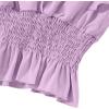 imageLYANER Womens V Neck Ruffle Cap Sleeve Shirred Blouse Sexy Crop Tank TopLight Purple