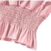 imageLYANER Womens V Neck Ruffle Cap Sleeve Shirred Blouse Sexy Crop Tank TopPink