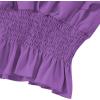 imageLYANER Womens V Neck Ruffle Cap Sleeve Shirred Blouse Sexy Crop Tank TopPurple
