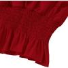 imageLYANER Womens V Neck Ruffle Cap Sleeve Shirred Blouse Sexy Crop Tank TopRed Solid