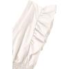 imageLYANER Womens V Neck Ruffle Cap Sleeve Shirred Blouse Sexy Crop Tank TopWhite