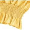 imageLYANER Womens V Neck Ruffle Cap Sleeve Shirred Blouse Sexy Crop Tank TopYellow