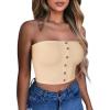 imageLYANER Womens Sexy Tube Tops Cute Crop Tops Strapless Basic Solid Short Shirts Casual Bandeau TopBeige