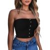 imageLYANER Womens Sexy Tube Tops Cute Crop Tops Strapless Basic Solid Short Shirts Casual Bandeau TopBlack
