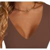 imageLYANER Womens Crop Tops V Neck Short Sleeve Summer Tee Going Out Sexy Top Slim Fit Workout ShirtsAmber