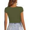 imageLYANER Womens Crop Tops V Neck Short Sleeve Summer Tee Going Out Sexy Top Slim Fit Workout ShirtsAmy Green