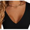 imageLYANER Womens Crop Tops V Neck Short Sleeve Summer Tee Going Out Sexy Top Slim Fit Workout ShirtsBlack