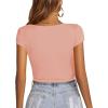 imageLYANER Womens Crop Tops V Neck Short Sleeve Summer Tee Going Out Sexy Top Slim Fit Workout ShirtsPink