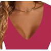 imageLYANER Womens Crop Tops V Neck Short Sleeve Summer Tee Going Out Sexy Top Slim Fit Workout ShirtsRose