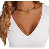 imageLYANER Womens Crop Tops V Neck Short Sleeve Summer Tee Going Out Sexy Top Slim Fit Workout ShirtsWhite