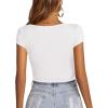 imageLYANER Womens Crop Tops V Neck Short Sleeve Summer Tee Going Out Sexy Top Slim Fit Workout ShirtsWhite
