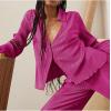 imageLYANER Womens Deep V Neck Button Front Bell Long Sleeve Blouse Shirt TopRose