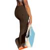 imageLYANER Womens High Waist Ruched Split Solid Pencil Long Maxi Skirt with Flap PocketsDark Brown