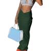 imageLYANER Womens High Waist Ruched Split Solid Pencil Long Maxi Skirt with Flap PocketsDark Green