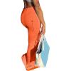 imageLYANER Womens High Waist Ruched Split Solid Pencil Long Maxi Skirt with Flap PocketsOrange