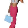 imageLYANER Womens High Waist Ruched Split Solid Pencil Long Maxi Skirt with Flap PocketsRose
