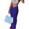 imageLYANER Womens High Waist Ruched Split Solid Pencil Long Maxi Skirt with Flap PocketsRoyal Blue