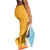imageLYANER Womens High Waist Ruched Split Solid Pencil Long Maxi Skirt with Flap PocketsYellow