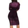 imageLYANER Womens Mesh Dress Long Sleeve Bodycon 3 Piece Outfits with Cami ShortsDark Purple