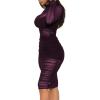 imageLYANER Womens Mesh Dress Long Sleeve Bodycon 3 Piece Outfits with Cami ShortsDark Purple