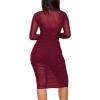 imageLYANER Womens Mesh Dress Long Sleeve Bodycon 3 Piece Outfits with Cami ShortsWine Red