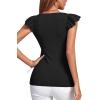 imageLYANER Womens Ribbed Knit Square Neck Sleeveless Tank Top Ruffle Cap Sleeve Shirt BlouseBlack