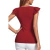 imageLYANER Womens Ribbed Knit Square Neck Sleeveless Tank Top Ruffle Cap Sleeve Shirt BlouseBurgundy