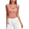 imageLYANER Womens Ribbed Knit Square Neck Sleeveless Tank Top Ruffle Cap Sleeve Shirt BlouseDusty Pink