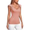 imageLYANER Womens Ribbed Knit Square Neck Sleeveless Tank Top Ruffle Cap Sleeve Shirt BlouseDusty Pink