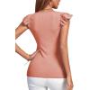 imageLYANER Womens Ribbed Knit Square Neck Sleeveless Tank Top Ruffle Cap Sleeve Shirt BlouseDusty Pink