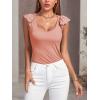 imageLYANER Womens Ribbed Knit Square Neck Sleeveless Tank Top Ruffle Cap Sleeve Shirt BlouseDusty Pink