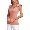 imageLYANER Womens Ribbed Knit Square Neck Sleeveless Tank Top Ruffle Cap Sleeve Shirt BlouseDusty Pink