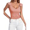 imageLYANER Womens Ribbed Knit Square Neck Sleeveless Tank Top Ruffle Cap Sleeve Shirt BlouseDusty Pink
