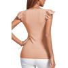 imageLYANER Womens Ribbed Knit Square Neck Sleeveless Tank Top Ruffle Cap Sleeve Shirt BlouseKhaki