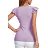 imageLYANER Womens Ribbed Knit Square Neck Sleeveless Tank Top Ruffle Cap Sleeve Shirt BlouseLavender