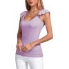 imageLYANER Womens Ribbed Knit Square Neck Sleeveless Tank Top Ruffle Cap Sleeve Shirt BlouseLavender