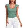 imageLYANER Womens Ribbed Knit Square Neck Sleeveless Tank Top Ruffle Cap Sleeve Shirt BlouseLight Green