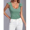imageLYANER Womens Ribbed Knit Square Neck Sleeveless Tank Top Ruffle Cap Sleeve Shirt BlouseLight Green