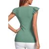 imageLYANER Womens Ribbed Knit Square Neck Sleeveless Tank Top Ruffle Cap Sleeve Shirt BlouseLight Green