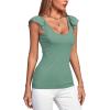 imageLYANER Womens Ribbed Knit Square Neck Sleeveless Tank Top Ruffle Cap Sleeve Shirt BlouseLight Green