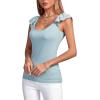 imageLYANER Womens Ribbed Knit Square Neck Sleeveless Tank Top Ruffle Cap Sleeve Shirt BlouseSky Blue