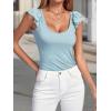 imageLYANER Womens Ribbed Knit Square Neck Sleeveless Tank Top Ruffle Cap Sleeve Shirt BlouseSky Blue